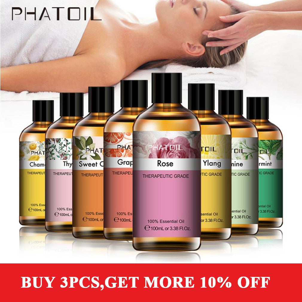 100ML Pure Natural Aromatherapy Essential Oils bottle for massage, diffuser use, and daily aromatherapy practice.