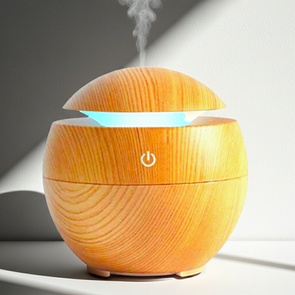 Aroma Essential Oil Diffuser 130ml ultrasonic humidifier for fragrance diffusion, air moisture support, and relaxation use.