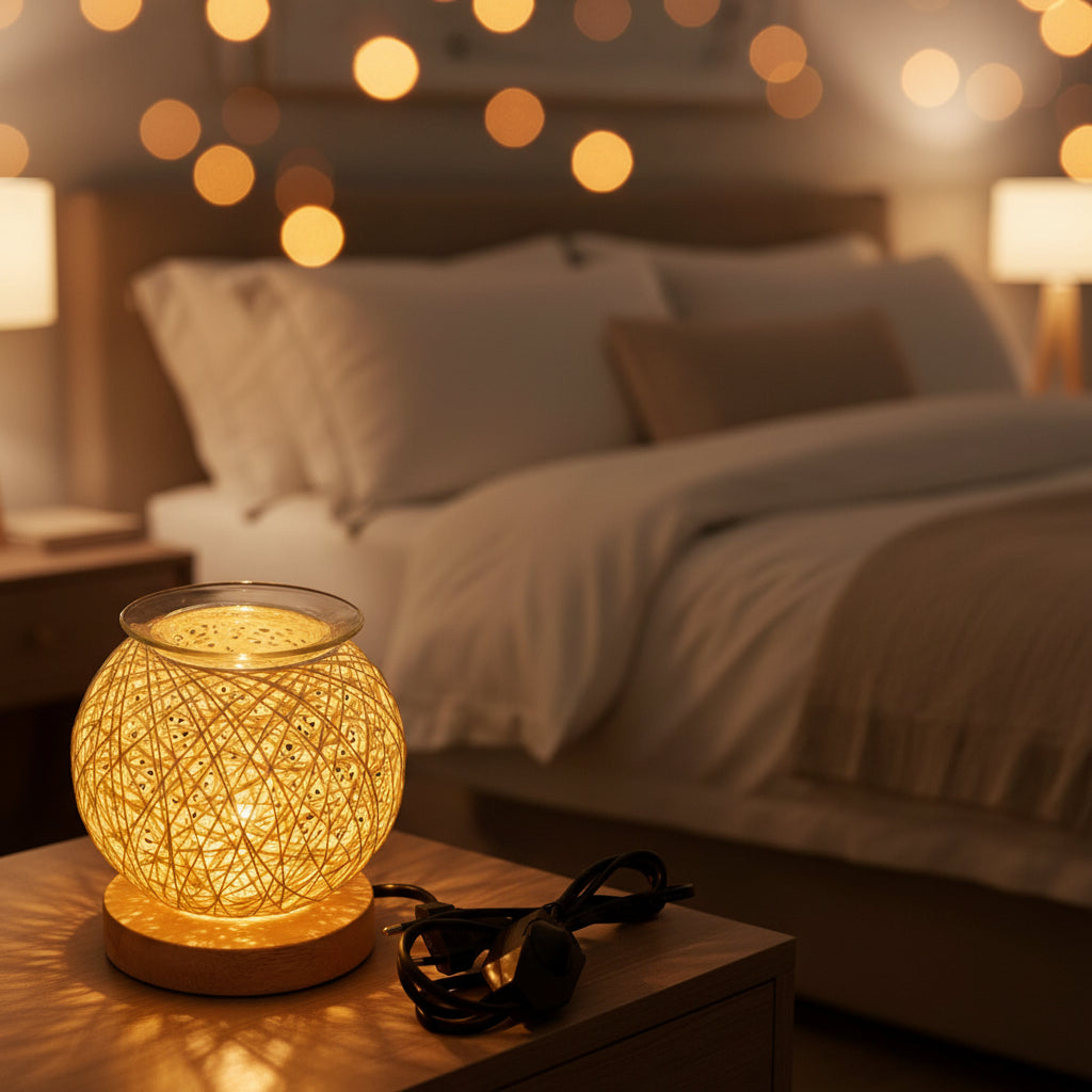 3D electric wax melt and essential oil burner lamp for home fragrance, aromatherapy, and relaxing room décor.