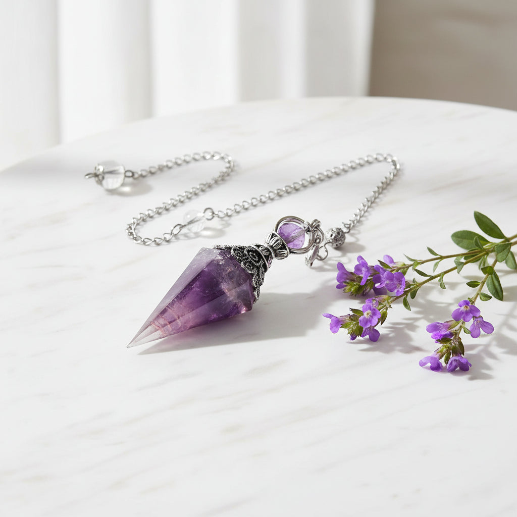 7 Chakra Crystal Pendulum for dowsing, divination, and energy work.