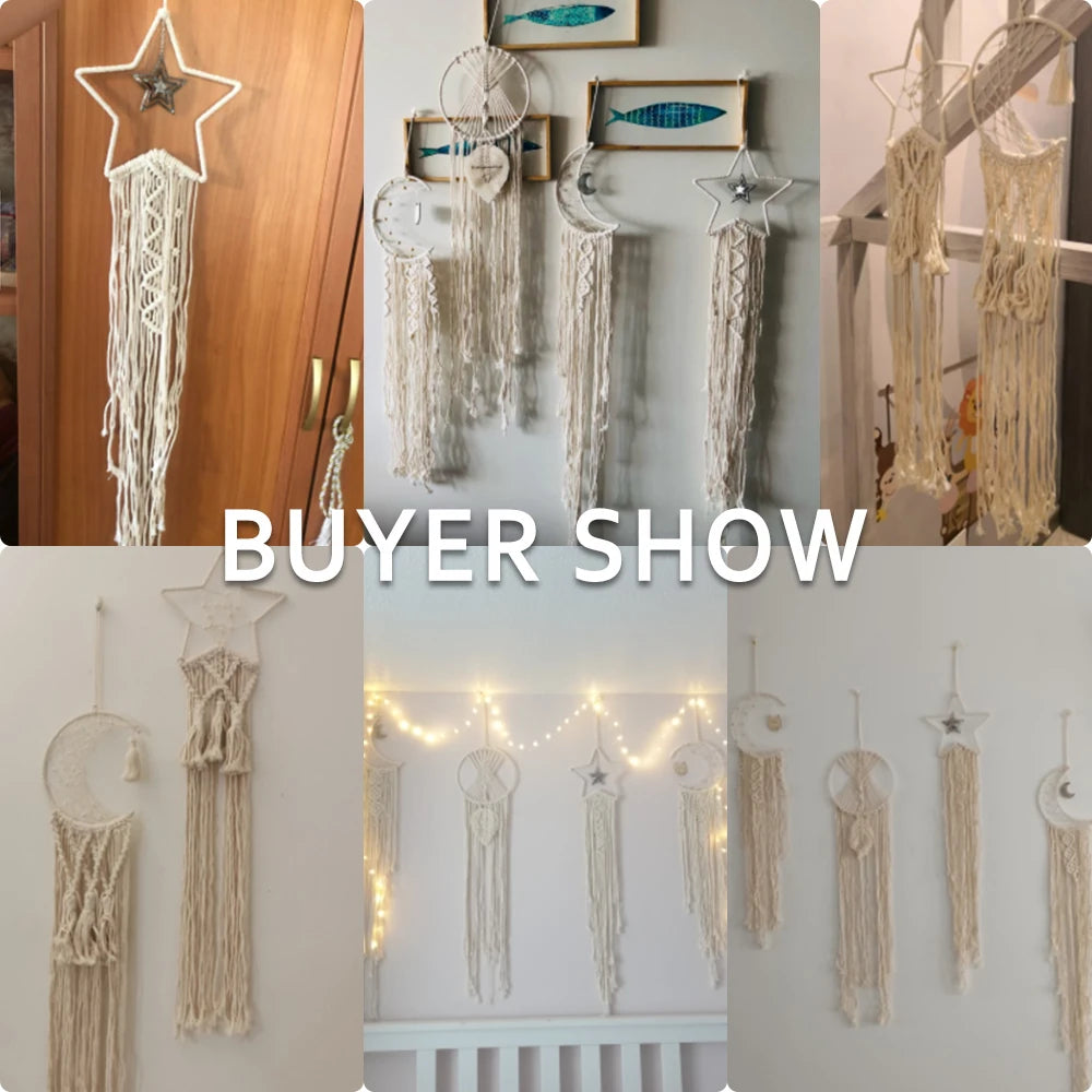 Collage of decorative wall hangings with text 'BUYER SHOW'.