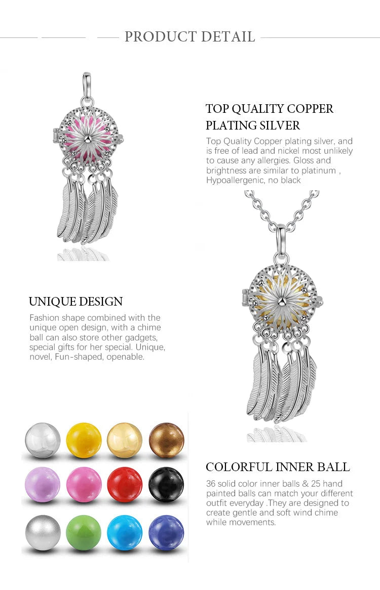 Jewelry set with a necklace and earring featuring colorful inner balls and top quality copper plating silver.