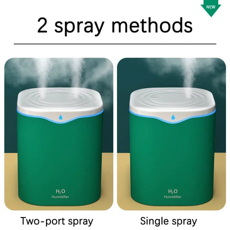 Humidificador y difusor de aire con doble pulverización USB de 2000 ml