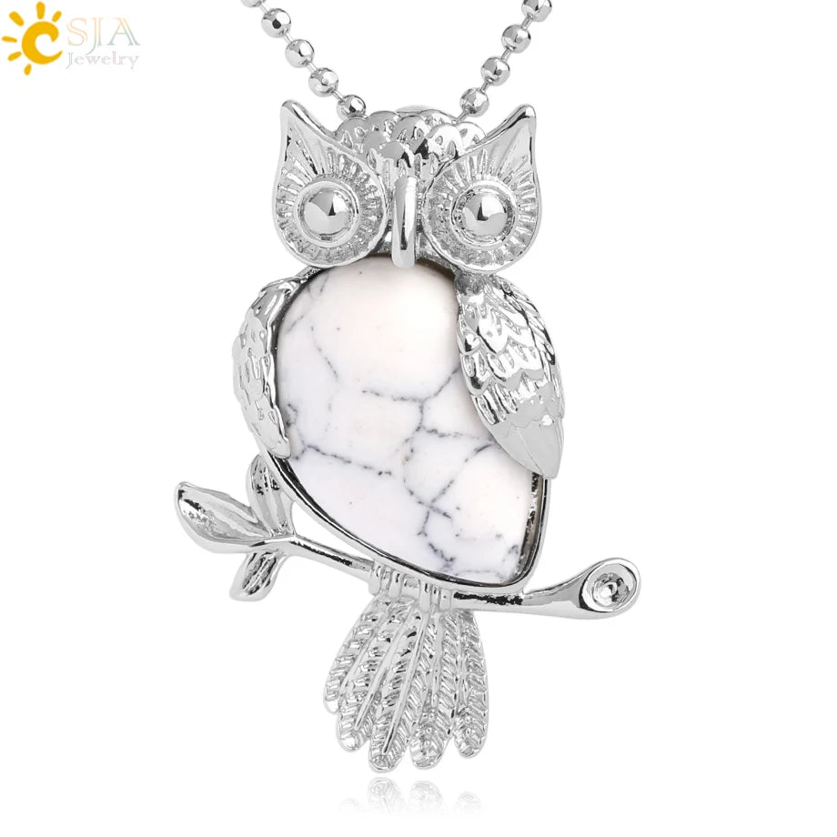 Owl Water-Drop Natural Stone Pendant