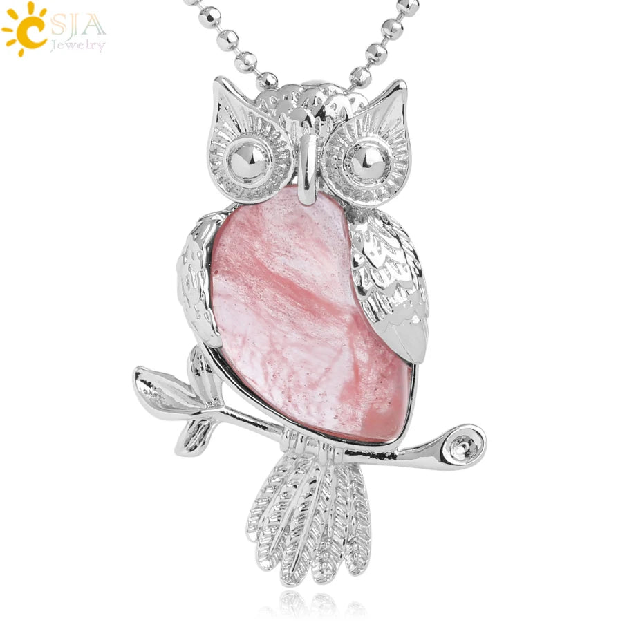 Owl Water-Drop Natural Stone Pendant