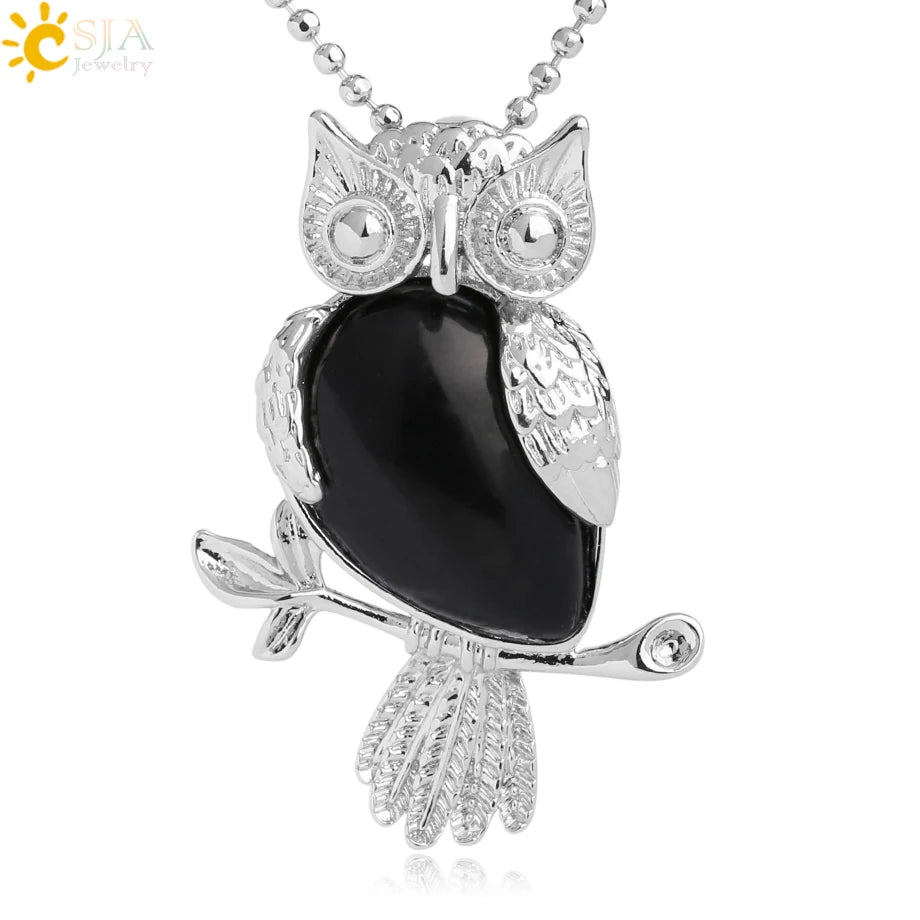 Owl Water-Drop Natural Stone Pendant