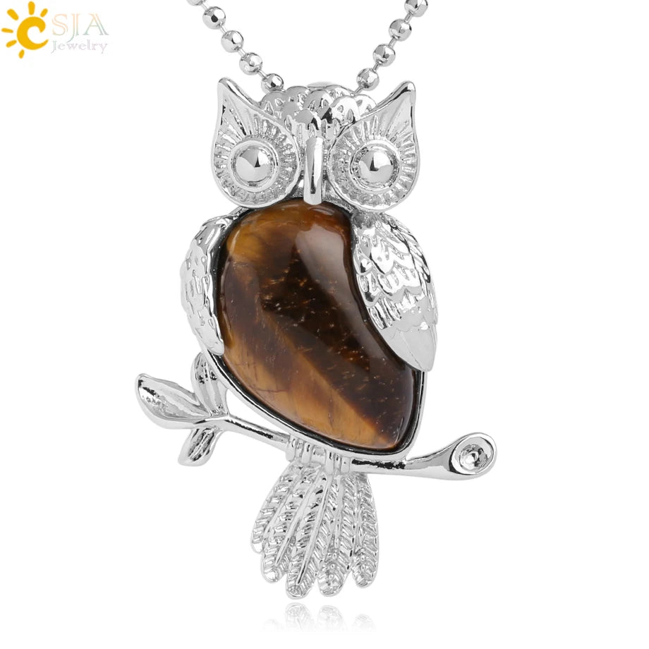 Owl Water-Drop Natural Stone Pendant