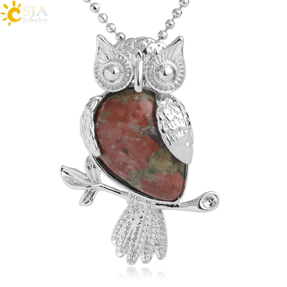 Owl Water-Drop Natural Stone Pendant