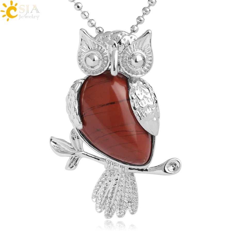 Owl Water-Drop Natural Stone Pendant
