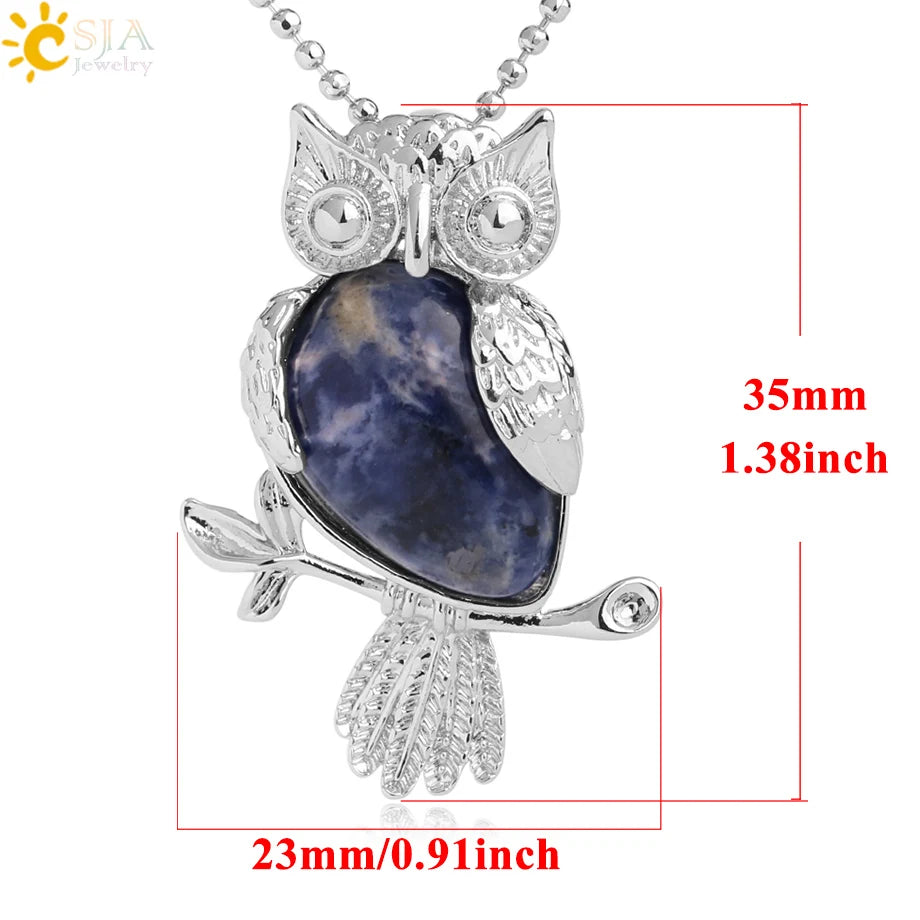Owl Water-Drop Natural Stone Pendant
