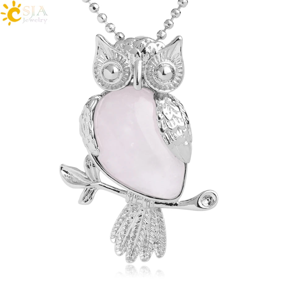 Owl Water-Drop Natural Stone Pendant