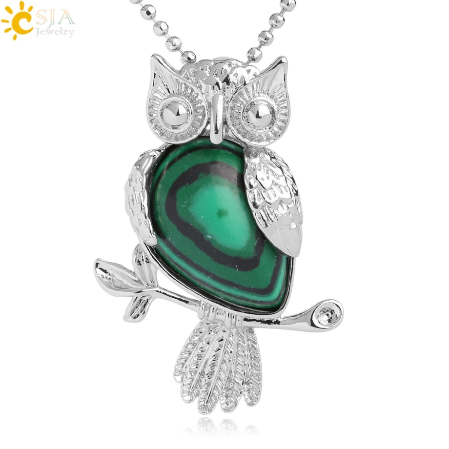 Owl Water-Drop Natural Stone Pendant