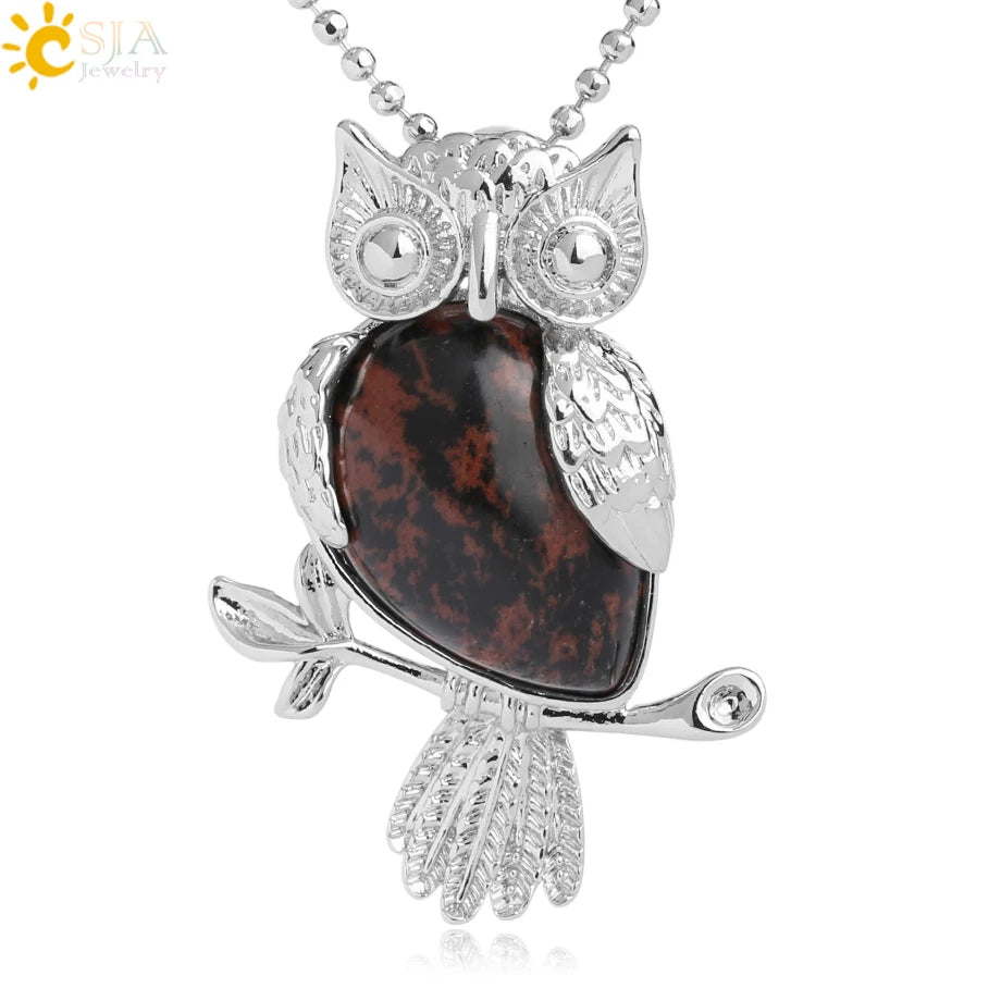 Owl Water-Drop Natural Stone Pendant