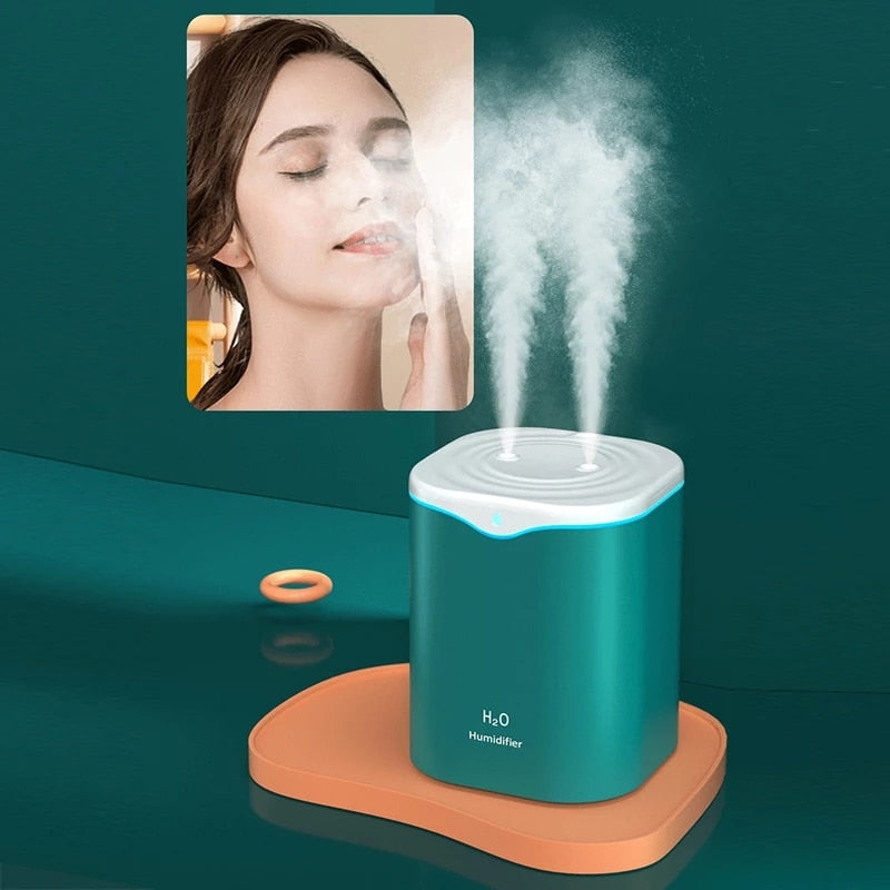 Humidificador y difusor de aire con doble pulverización USB de 2000 ml