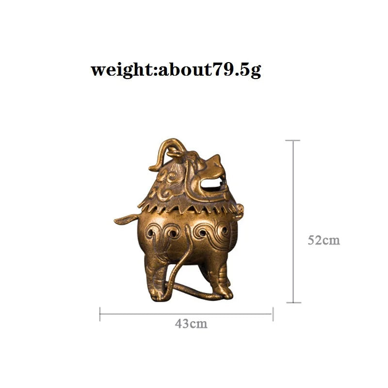 Bronze incense burner with weight and dimensions displayed on a white background