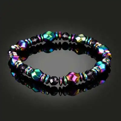 Multicolored beaded bracelet on a dark background