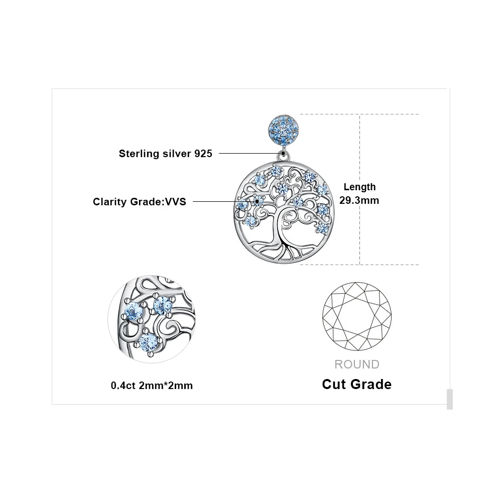 Jewelry pendant with specifications on a white background