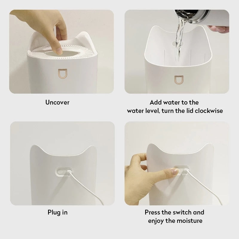 Humidificador y difusor de aire con doble pulverización USB de 2000 ml