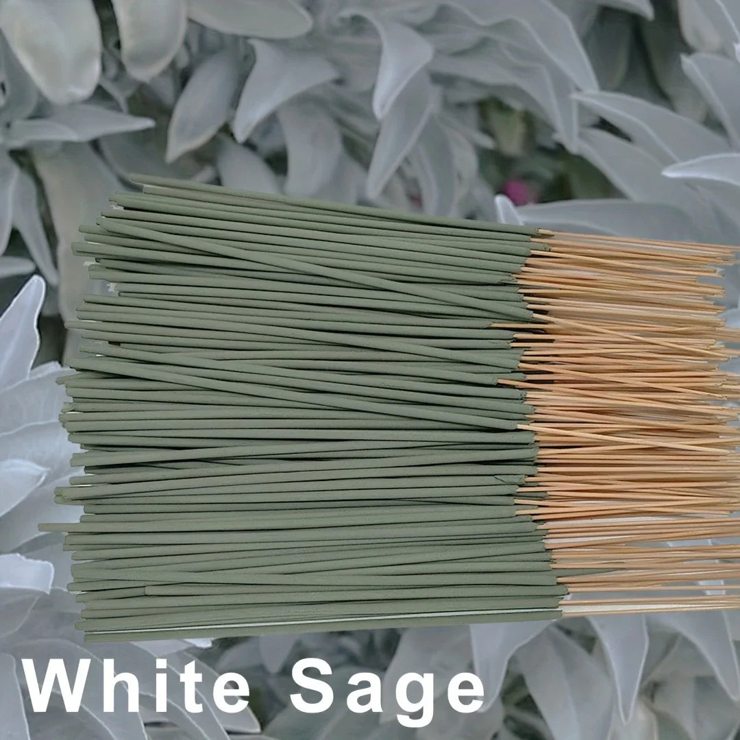 White Sage incense sticks with a blurred plant background