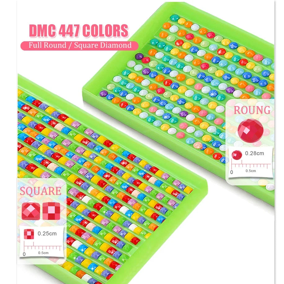 Two green boards with colorful beads and size measurement labels on a white background.