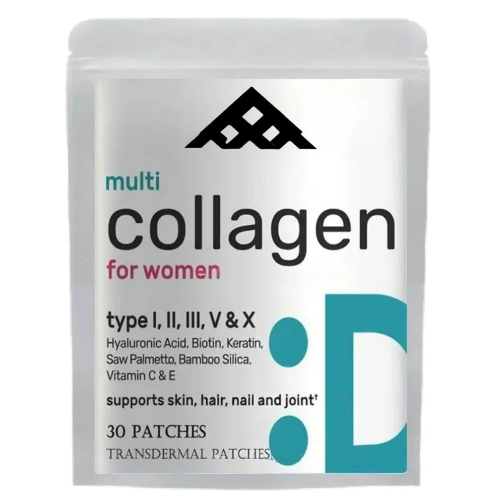 Package of multi collagen for women patches on a white background
