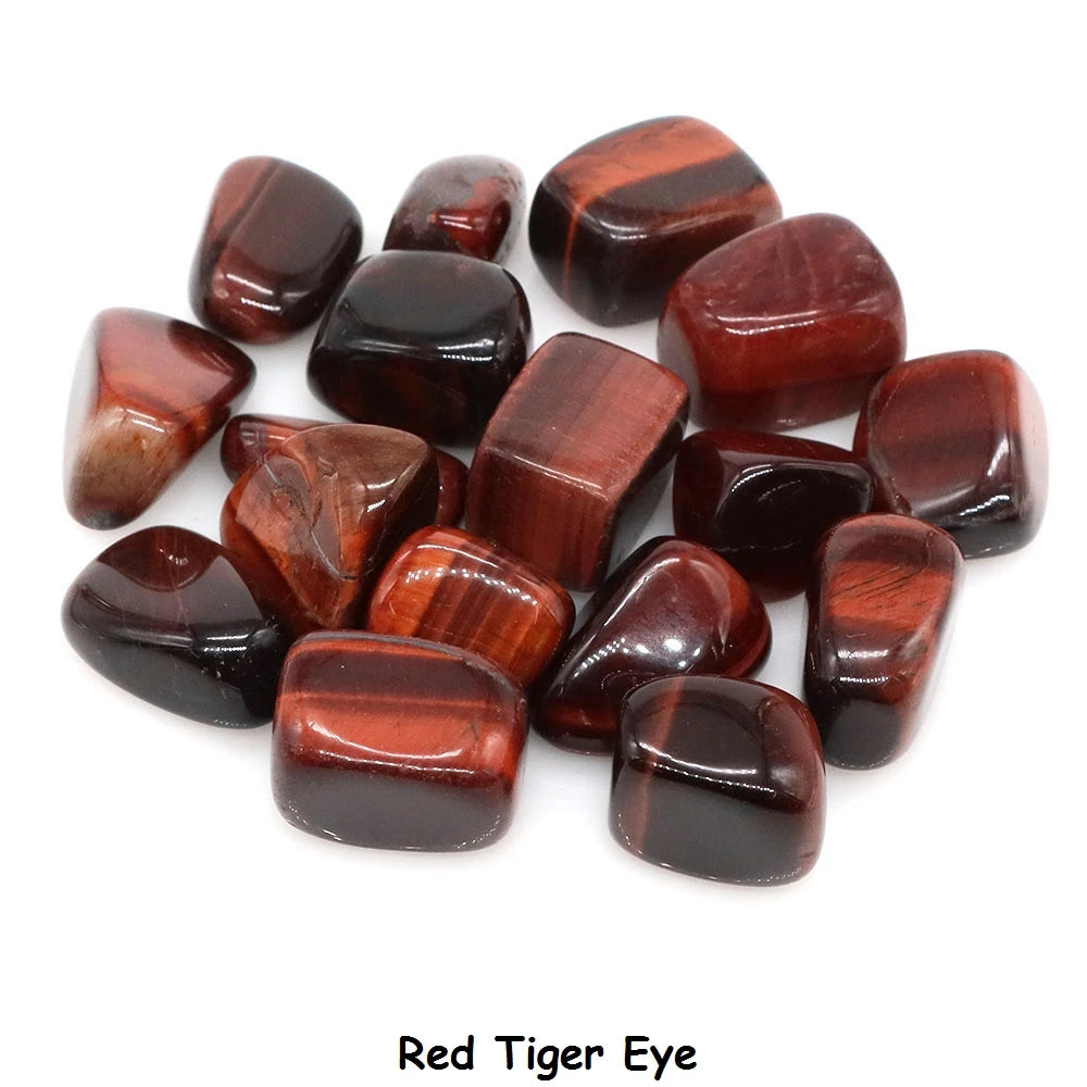 Collection of Red Tiger Eye stones on a white background
