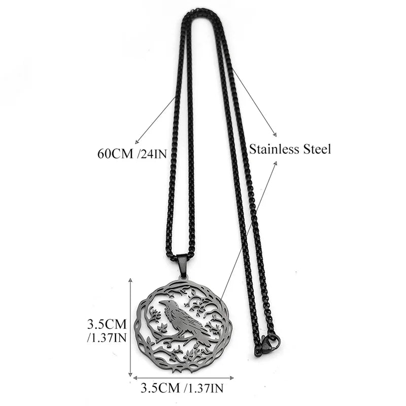 Necklace with a detailed pendant, showing measurements and material details on a white background.