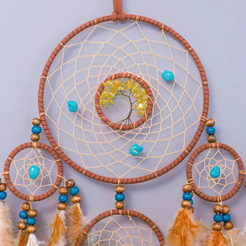 Hand-Woven Crystal Dream Catcher Wall Pendant