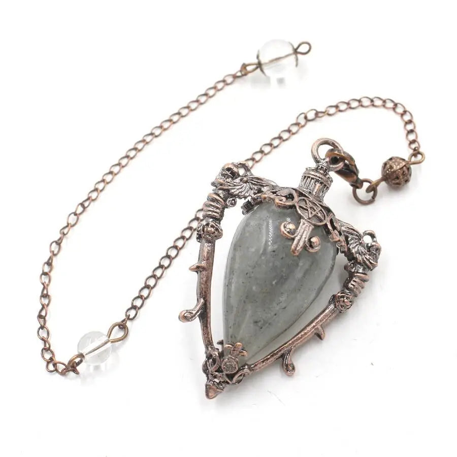 Necklace with a decorative pendant on a white background