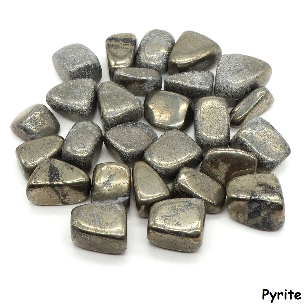 Pyrite stones on a white background