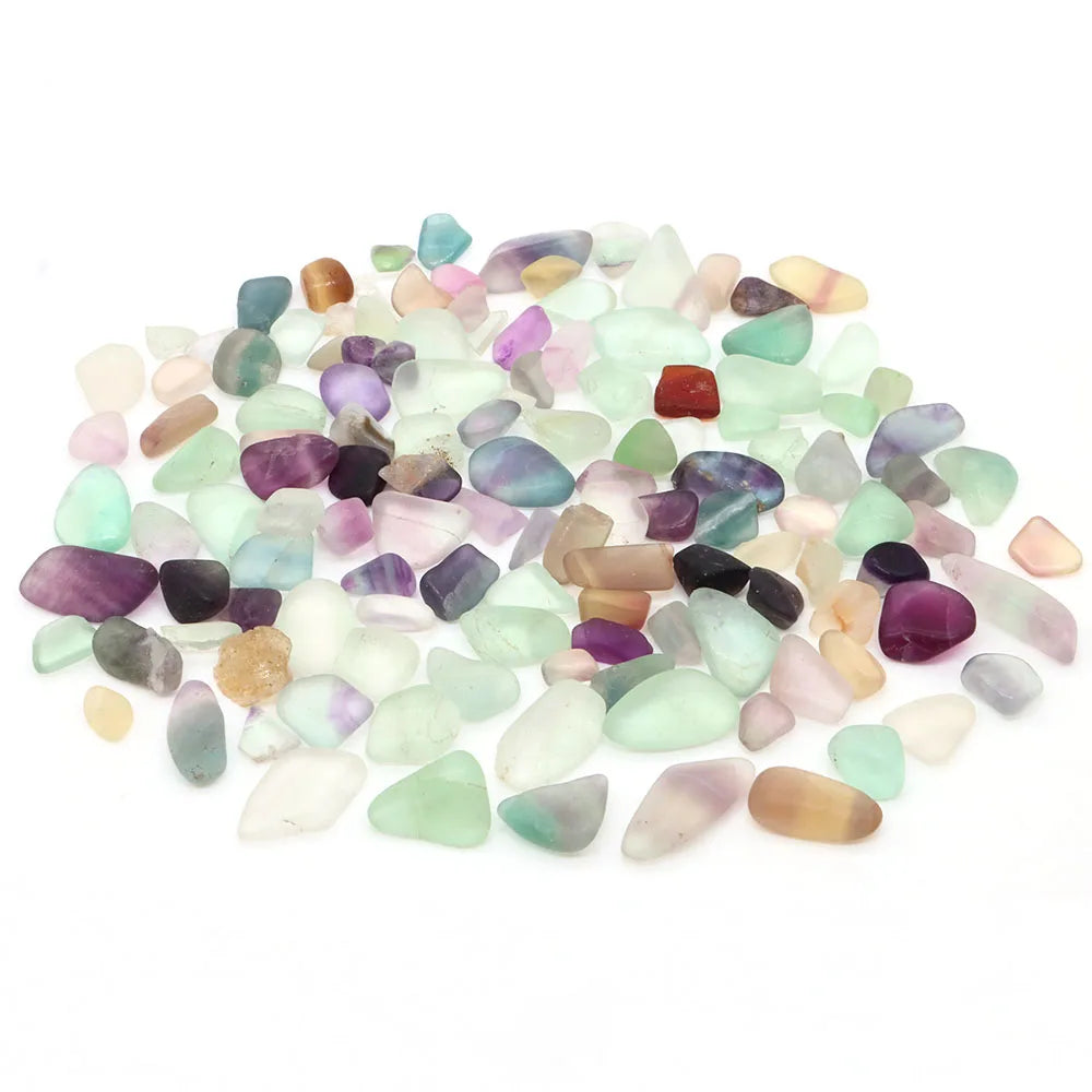 Multicolored gemstones on a white background