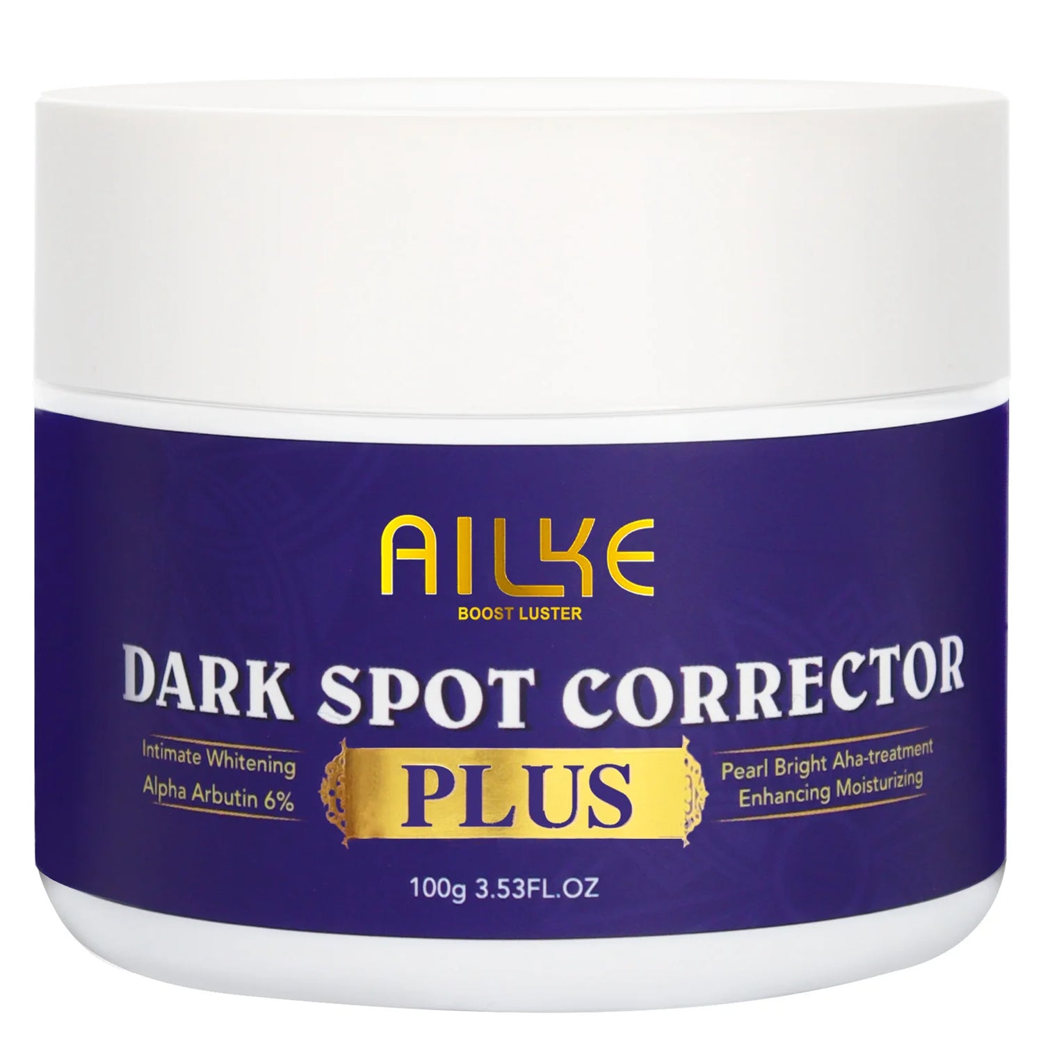 Jar of AILKE Dark Spot Corrector Plus on a white background