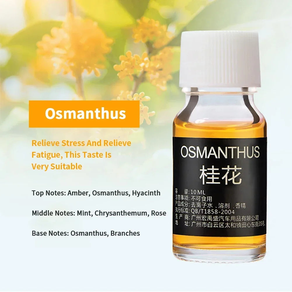 Osmanthus essential oil bottle with floral background