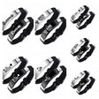 Set of black and silver bracelets with 'King' and 'Queen' text on a white background