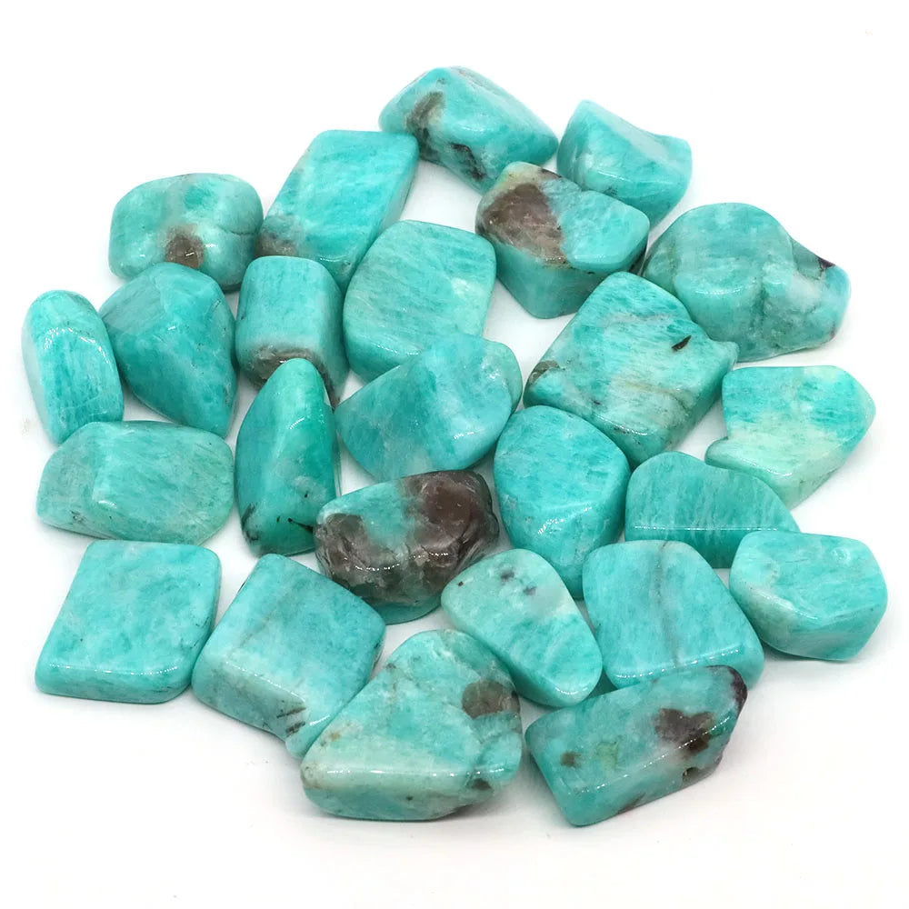 Turquoise stones on a white background