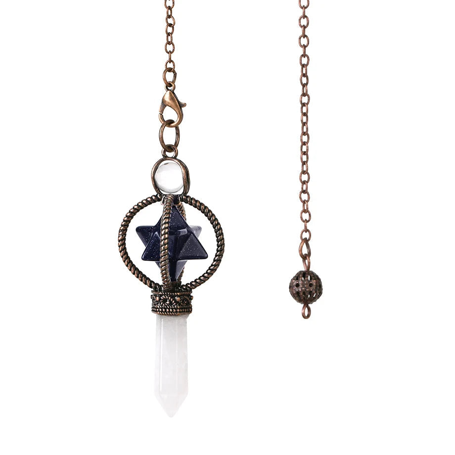 Necklace with a star-shaped pendant and clear crystal on a white background