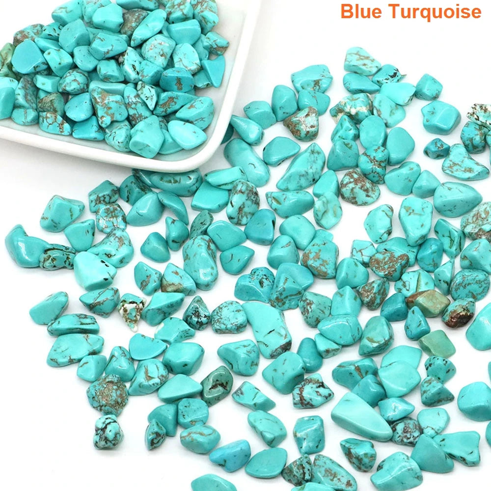 Turquoise stones on a white background with 'Blue Turquoise' text.