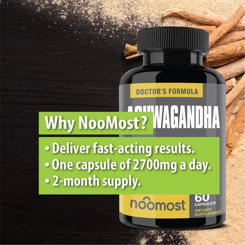 NooMost Ayahuasca supplement bottle with text on a dark background