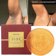 Soap with packaging and text 'DARK UNDERARMS?' displayed.