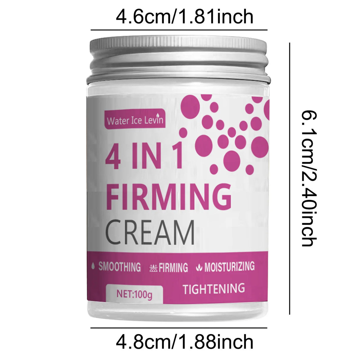 4-in-1 Firming Cream container with dimensions on a white background