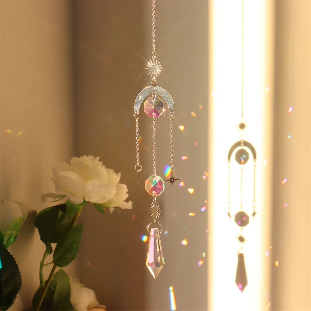 Decorative hanging crystal with a soft light background