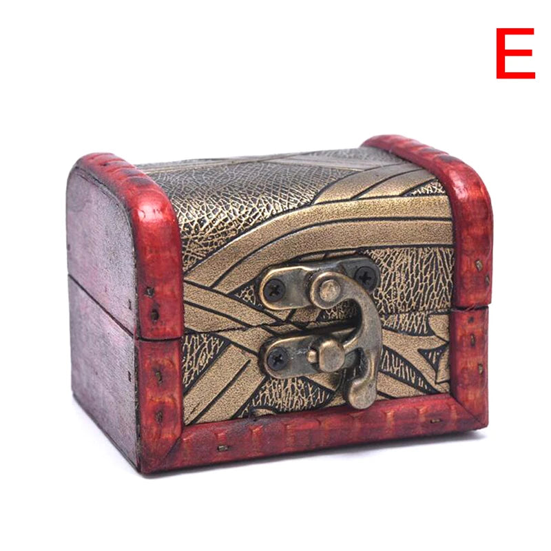 Decorative wooden box with metallic accents and a锁on a white background