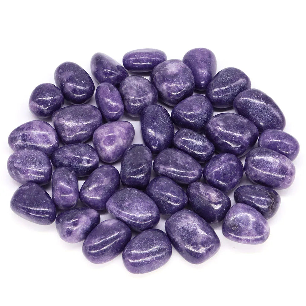 Purple stones on a white background