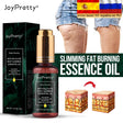 JoyPretty slimming fat burning essence oil with packaging and before-and-after illustration on a white background.