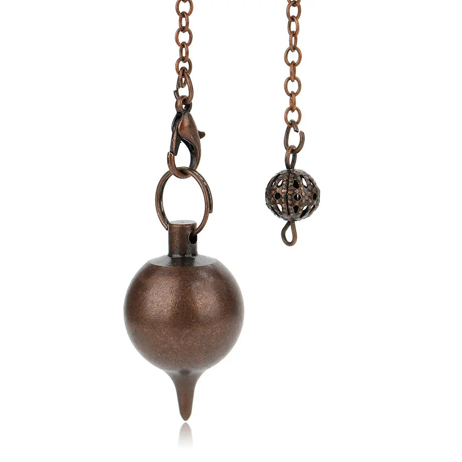 Bronze pendulum necklace on a white background