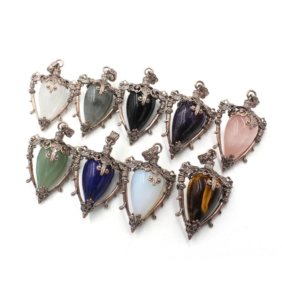 Necklace with multicolored gemstones on a white background