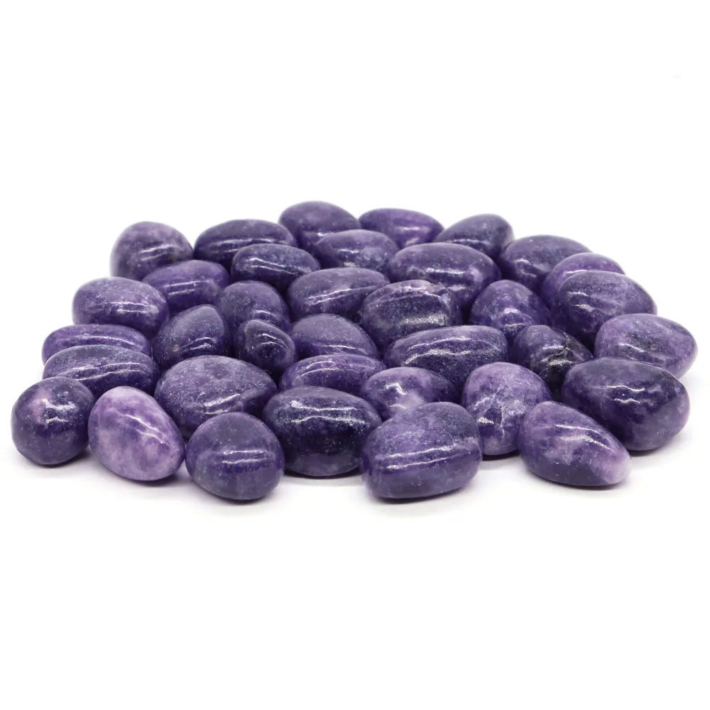Purple stones on a white background