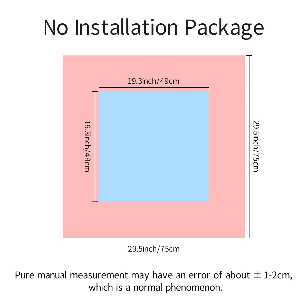 Measurement chart with dimensions of a product on a white background