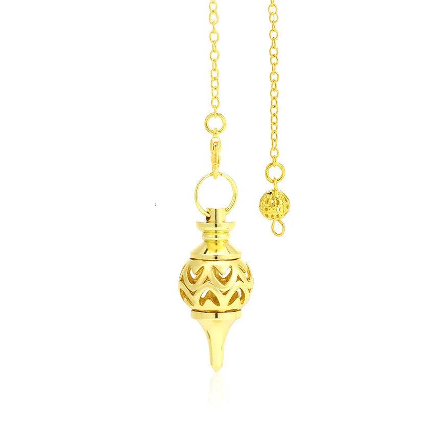 Gold pendant necklace on a white background