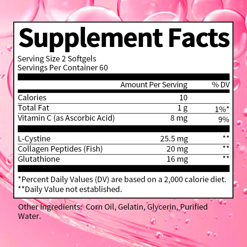Supplement facts label with pink background
